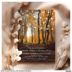 Rustic Country Autumn Fall Woodland Wedding Invitation