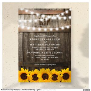 Rustic Country Wedding Sunflower String Lights Invitation
