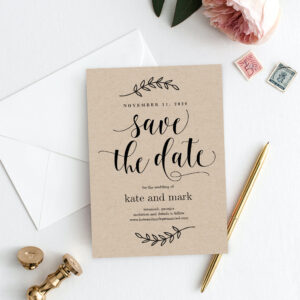 Rustic Elegance EDITABLE COLOR Save The Date Card