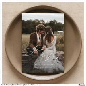 Rustic Elegant Photo Wedding Save the Date Invitation