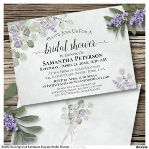 Rustic Eucalyptus & Lavender Elegant Bridal Shower Invitation