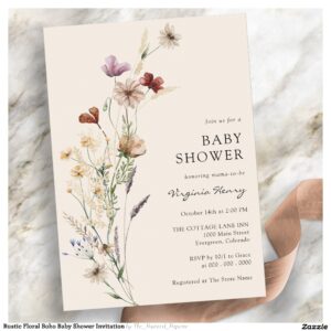 Rustic Floral Boho Baby Shower Invitation