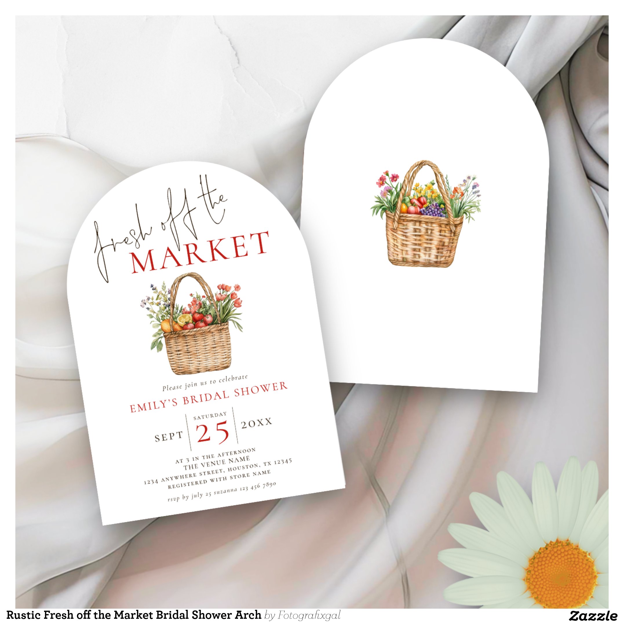 Rustic Fresh off the Market Bridal Shower Arch Invitation