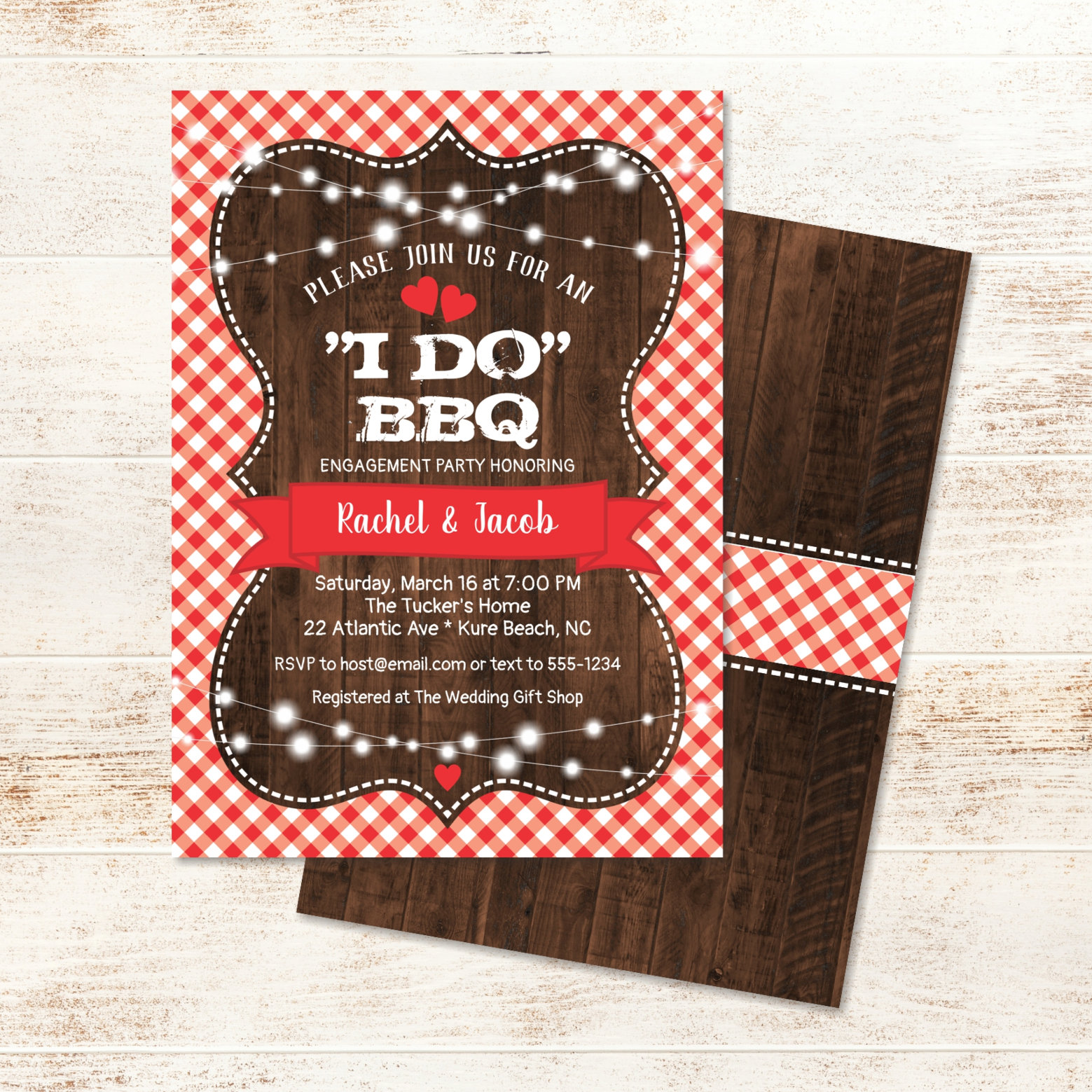 Rustic I DO BBQ Couples Shower Engagement Party Invitation