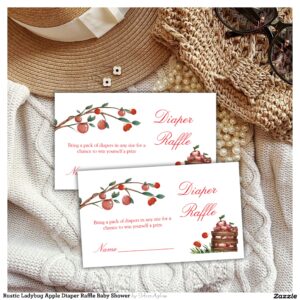 Rustic Ladybug Apple Diaper Raffle Baby Shower Enclosure Card