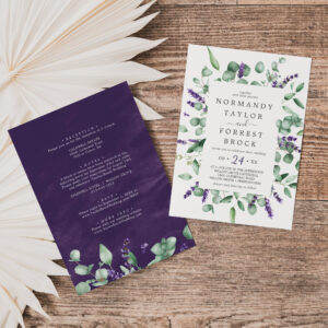 Rustic Lavender & Eucalyptus All In One Wedding Invitation