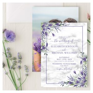 Rustic Lavender Eucalyptus Greenery Photo Wedding Invitation