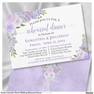 Rustic Lavender Floral Wedding Rehearsal Dinner Invitation