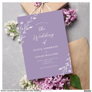 Rustic Lavender Purple Wildflower Boho Wedding Invitation