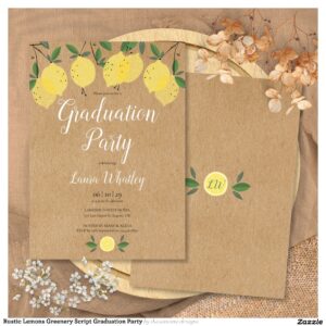 Rustic Lemons Greenery Script Graduation Party Invitation
