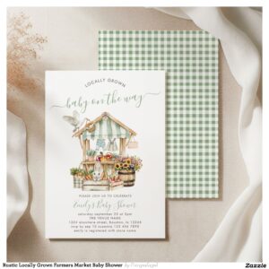 Rustic Locally Grown Farmers Market Baby Shower Invitation