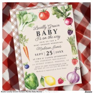 Rustic Locally Grown Farmers Market Baby Shower Invitation
