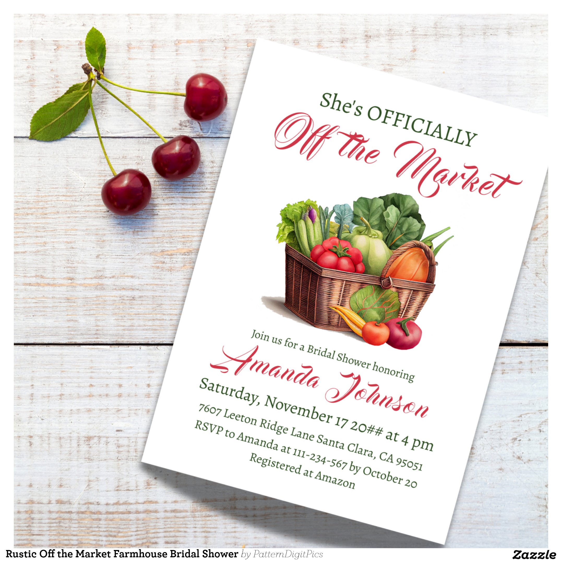Rustic Off the Market Farmhouse Bridal Shower Invitation