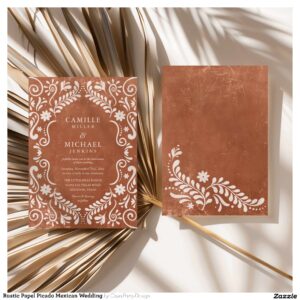 Rustic Papel Picado Mexican Wedding Invitation