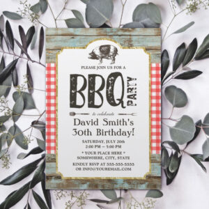 Rustic Pig Roast BBQ 30th Birthday Party Invitation