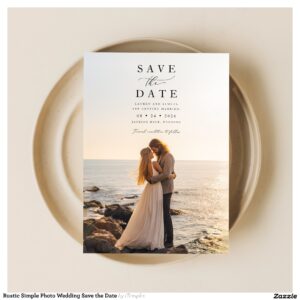 Rustic Simple Photo Wedding Save the Date Invitation
