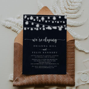 Rustic String Lights Elopement Reception Invitation