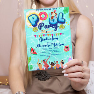 Rustic Summer Swimming Pool Party Graduation Invitation