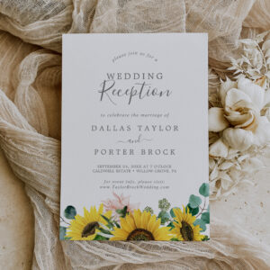 Rustic Sunflower Eucalyptus Wedding Reception Invitation