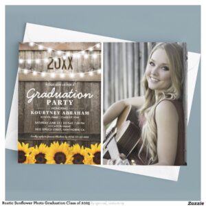 Rustic Sunflower Photo Graduation Class of 2025 Invitation