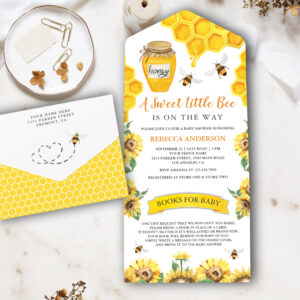 Rustic Sunflowers Sweet Honey Bee Baby Shower All In One Invitation