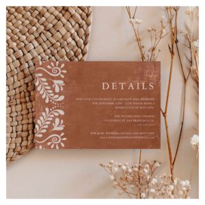 Rustic Terracotta Mexico Wedding Details Enclosure Card