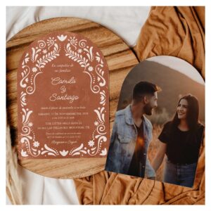Rustic Terracotta Spanish Photo Arch Wedding Invitation