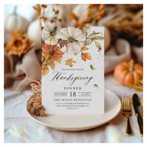 Rustic Thanksgiving Dinner Pumpkin Invitation