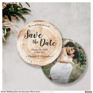 Rustic Wedding Save the date photo Wood Grain Invitation