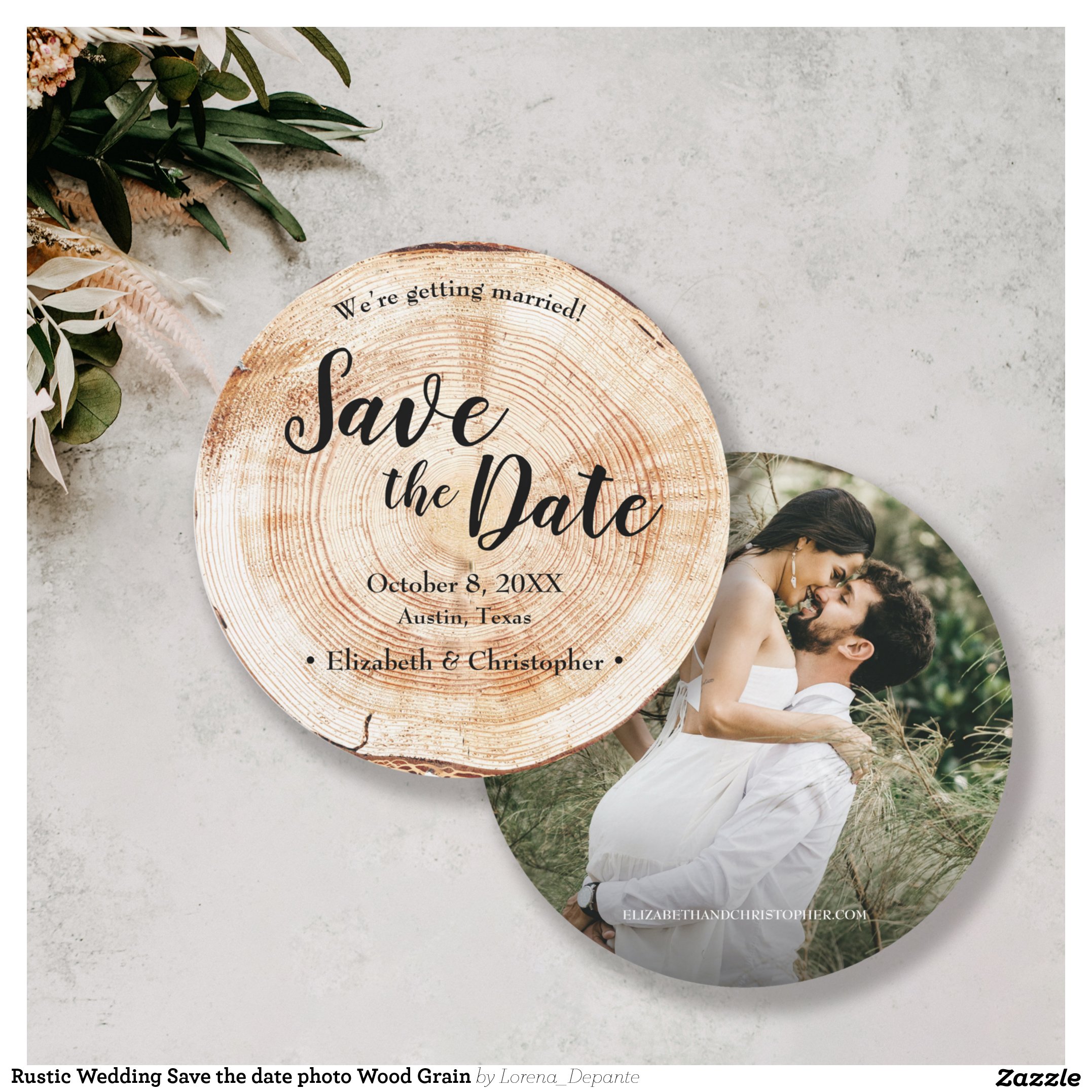 Rustic Wedding Save the date photo Wood Grain Invitation
