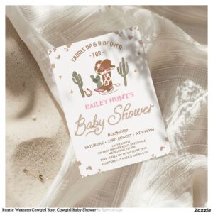 Rustic Western Cowgirl Boot Cowgirl Baby Shower Invitation