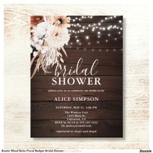 Rustic Wood Boho Floral Budget Bridal Shower Invitation Postcard