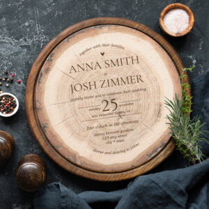 Rustic Wood Tree Stump Cross-Section Barn Wedding Invitation