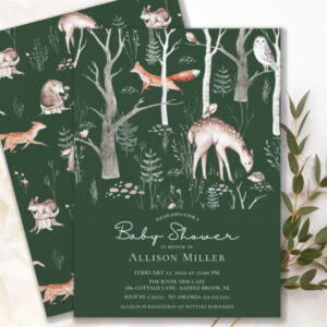 Rustic Woodland Forest Animals Baby Shower Invita Invitation