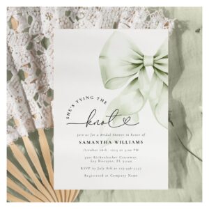 Sage Green Tying the Knot Bridal Shower Invitation