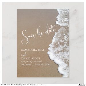 Sand & Foam Beach Wedding Save the Date 1b Announcement Postcard