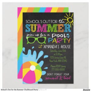 School's Out for the Summer Chalkboard Party Invitation