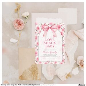Shabby Chic Coquette Pink Love Shack Baby Shower Invitation