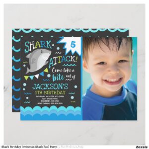Shark Birthday Invitation Shark Pool Party