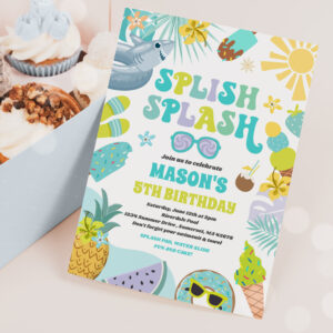 Shark Pool Party Summer Pool Birthday Party Invitation