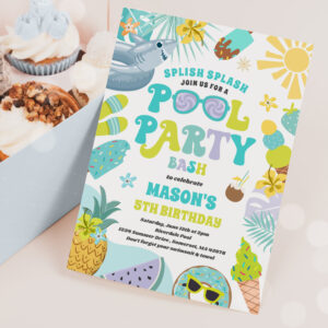 Shark Pool Party Summer Pool Birthday Party Invitation