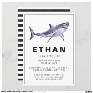Shark Themed Birthday Party Invitation