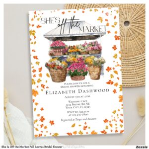 She Is Off the Market Fall Leaves Bridal Shower Invitation