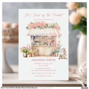 She's Fresh Off the Market Floral Bridal Shower Invitation