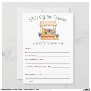 She's Off the Market Bridal Shower Advice Cards