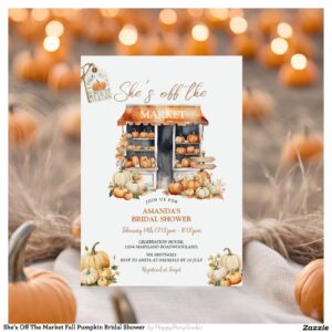She's Off The Market Fall Pumpkin Bridal Shower Invitation