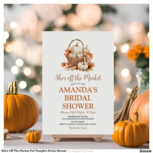 She's Off The Market Fall Pumpkin Bridal Shower Invitation