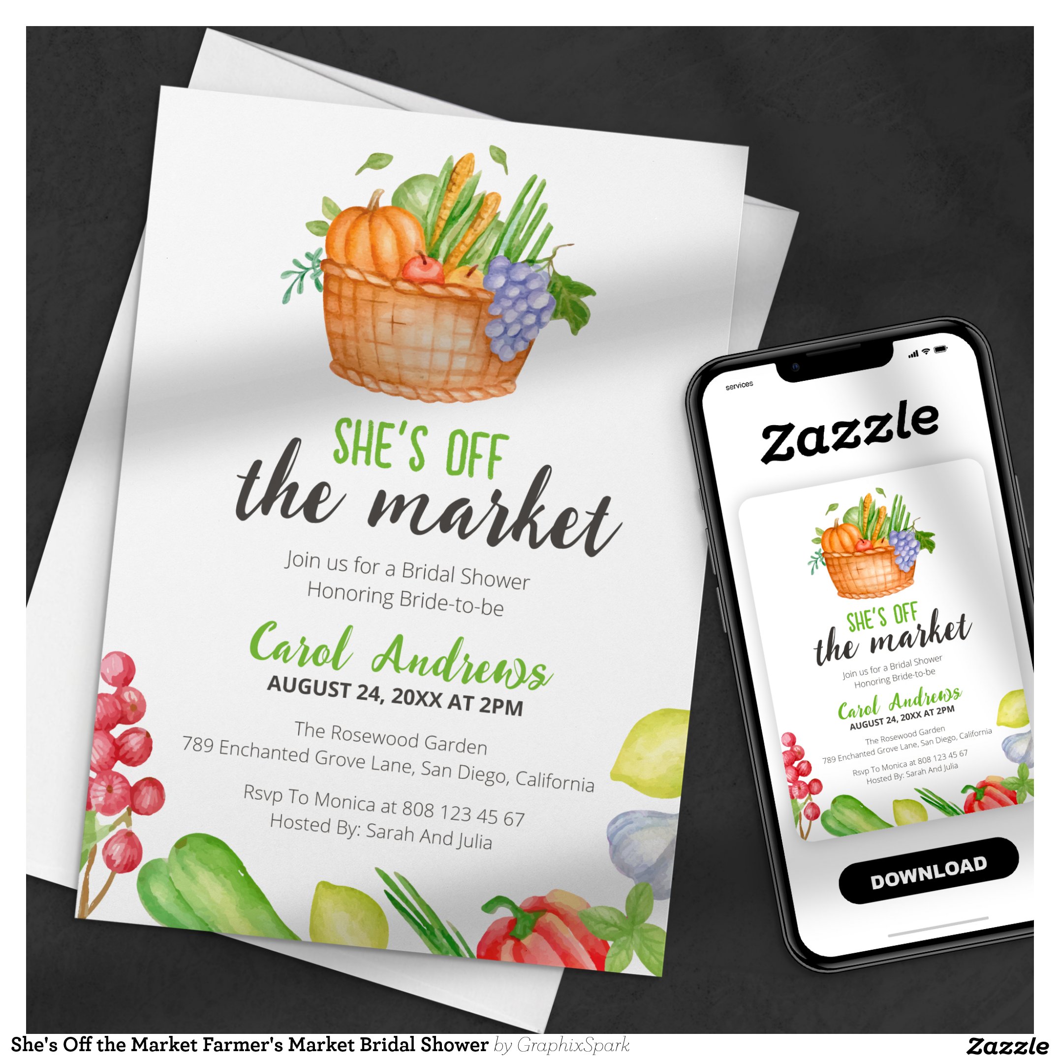 She's Off the Market Farmer's Market Bridal Shower Invitation