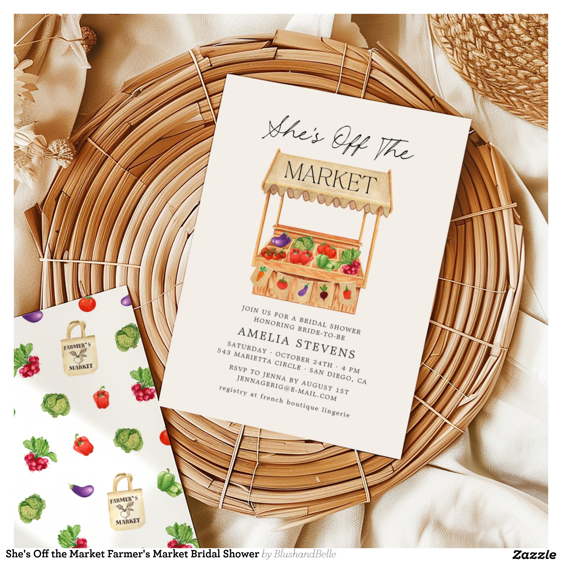 She's Off the Market Farmer's Market Bridal Shower Invitation
