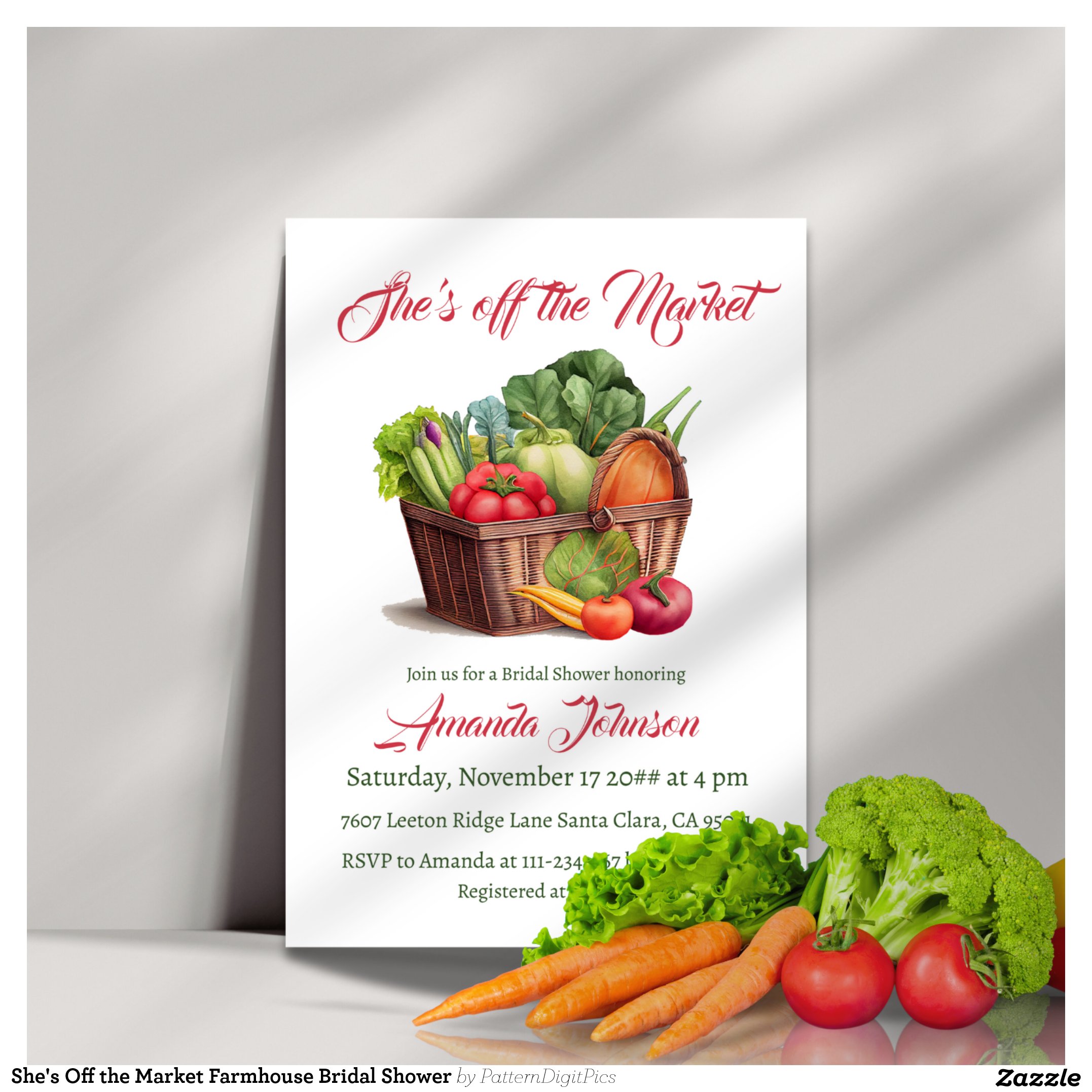 She's Off the Market Farmhouse Bridal Shower Invitation